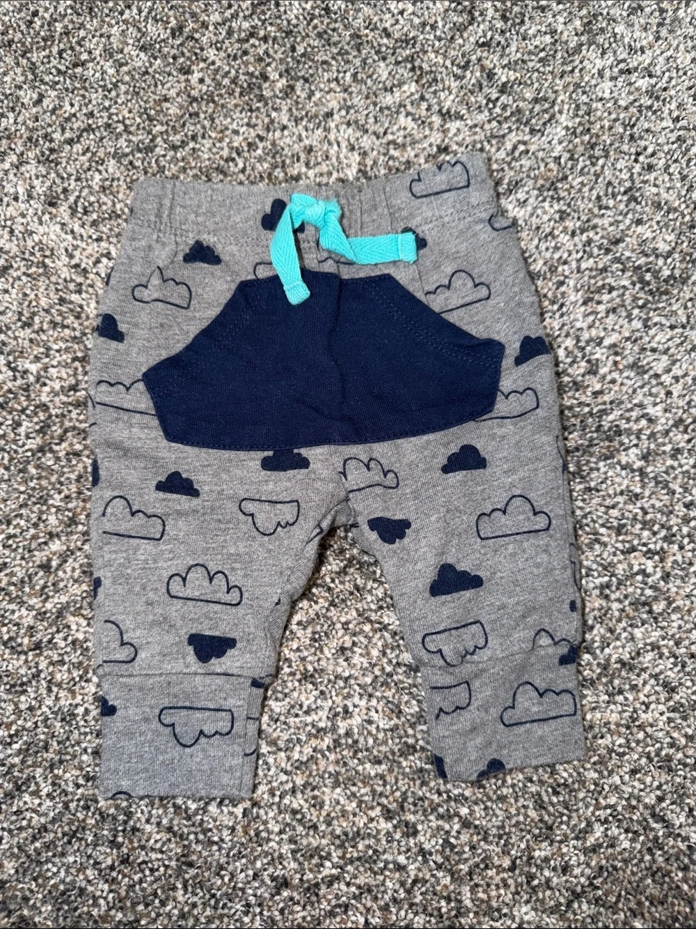 Cat & Jack Gray Cloud Joggers with Navy Pocket and Teal Drawstring